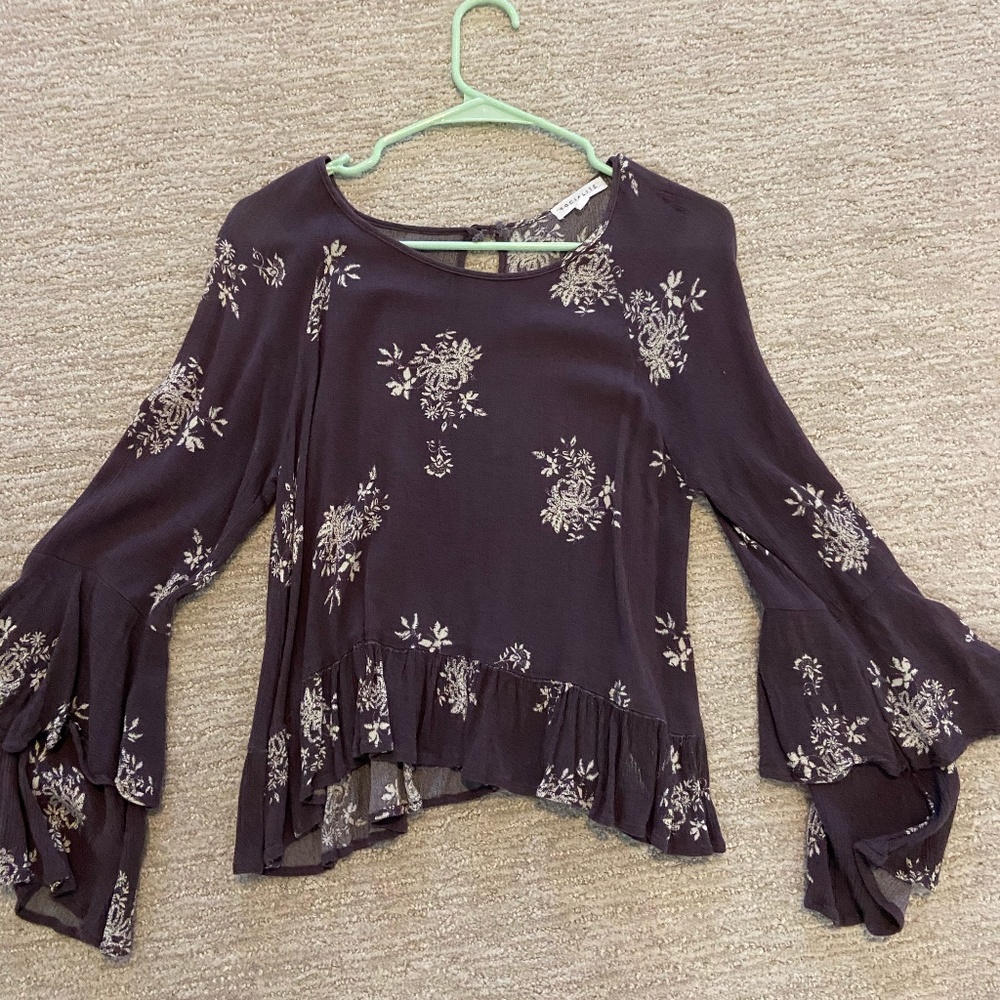 purple flower blouse